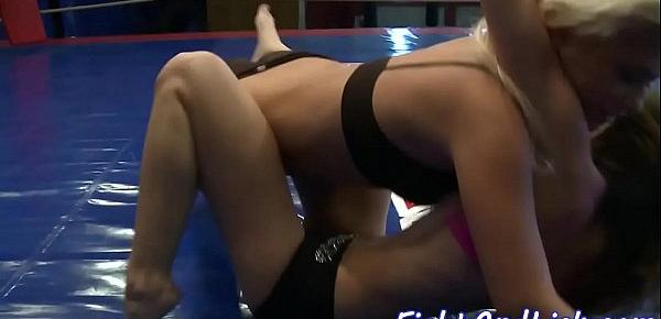  Cute wrestling lesbos pussylicking each other
